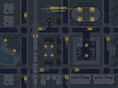 Night City Top View Stock Illustration