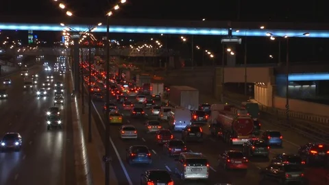 Night City Traffic Video stock 79388966