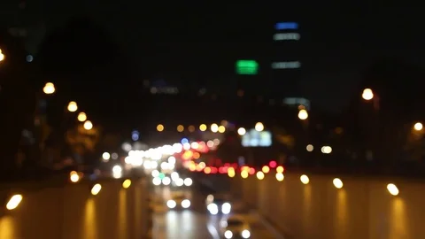 Night City Traffic Lights Blurred Stock Footage 84679729