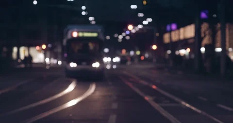 Night City Tram passing 스톡 동영상 87568495