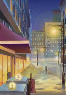 Night city, vector illustration Stock Illustration
