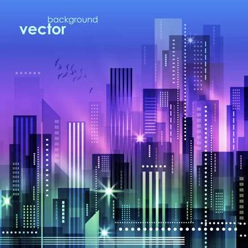 Night City, vector illustration Stock Illustration