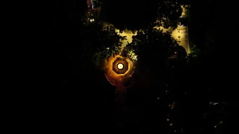 Night city. View from the observation deck sites. Drone video Video stock 295979903