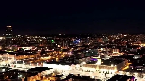Night city view from the roof timelapse. Night city timelapse. City night from Stock Footage