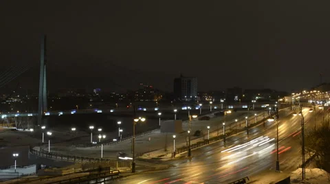 Night city in the winter Stock Footage 43860565
