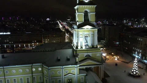 Night city in winter Stock Footage 146436132