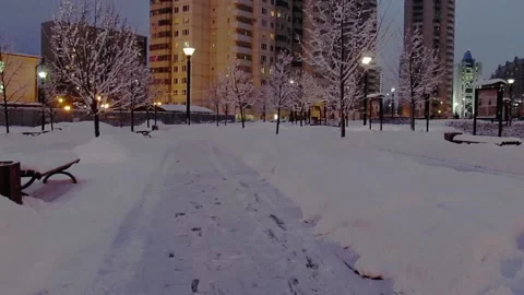 Night city in winter Stock Footage 167806350