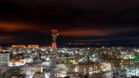 Night city in winter Foto stock