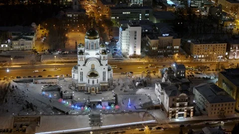 Night city,buildings with lighting. Stock Footage 106754459
