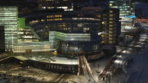 Night city,buildings with lighting. Stock Footage 106916236