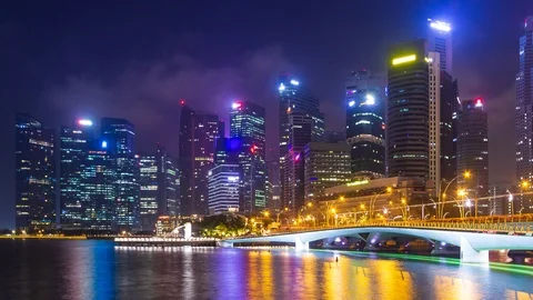 Night Cityscape 4K Time Lapse (zoom out) Stock Footage 96001335