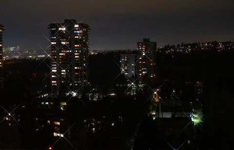 Night cityscape with light star effect image Foto stock