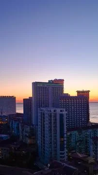 Night cityscape on the sunset Stock Photos