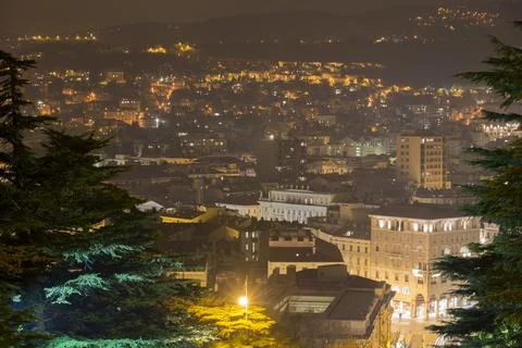 Night cityscape of Trieste Stock Photos