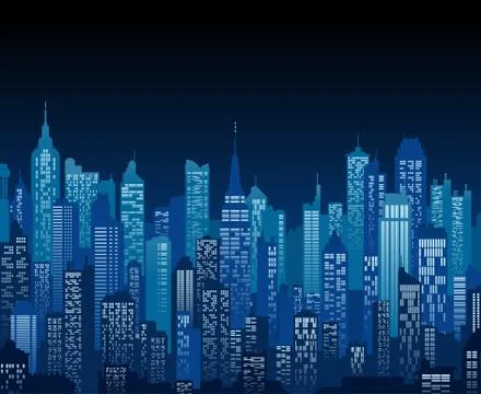 Night cityscape vector background Stock Illustration