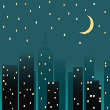 Night cityscape. Vector illustration Stock Illustration