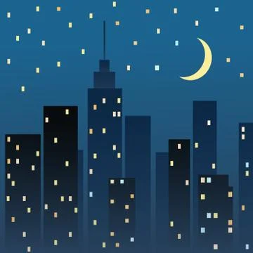 Night cityscape. Vector illustration Stock Illustration