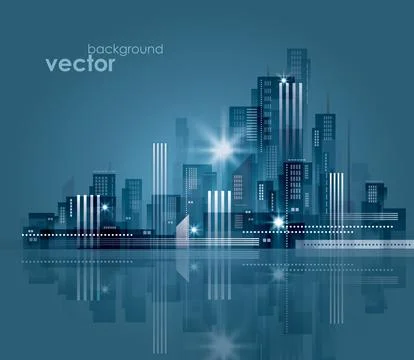Night cityscape. Vector illustration Stock Illustration