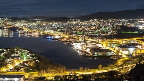 Night cityscapes, Norway Stock Footage 87765341