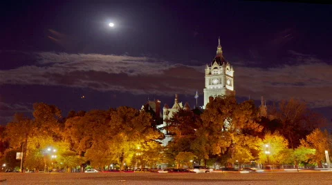 Night Clock Time lapse Panning Stock Footage 401687