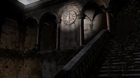 Night cloister Stock Illustration