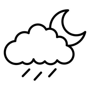 Night cloud rain weather icon Stock Illustration