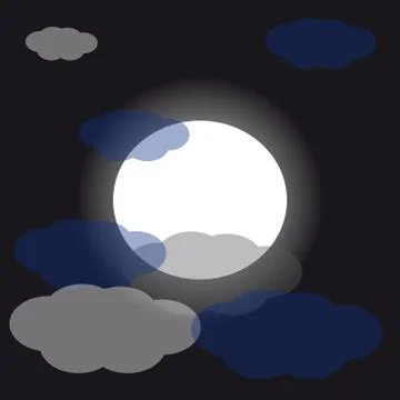 Night with clouds and moon Stock Illustration