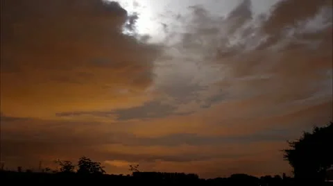 Night Clouds and Storm with Moon FULLHD - Time-lapse Stock Footage 11881991