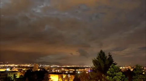 Night Clouds with Moon over city FULLHD - Time-lapse Stock Footage 11882270