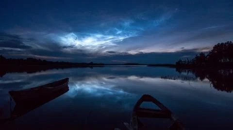 Night clouds (noctilucent clouds) Stock Footage 44018855