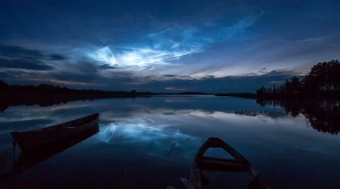 Night clouds (noctilucent clouds) Stock Footage 44019739