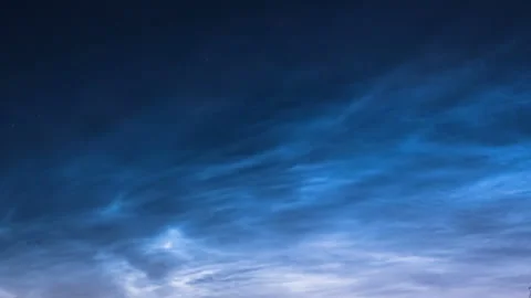 Night clouds. Noctilucent Clouds. Silvery clouds Stock Footage 133880142