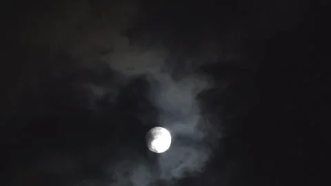 Night Clouds Passing An Ominous Moon 4K Footage Stock Footage 341868047