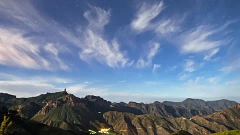 Night clouds time lapse over Tejeda, Gran Canaria Video stock 170709052