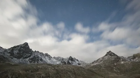 Night cloudy sky over the mountains in Kackar Mountains, Turkey Stock Footage 143871023