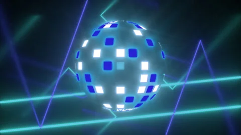 Night Club Background Loop Of Disco Ball And Neon Lines Stock Footage 306472812