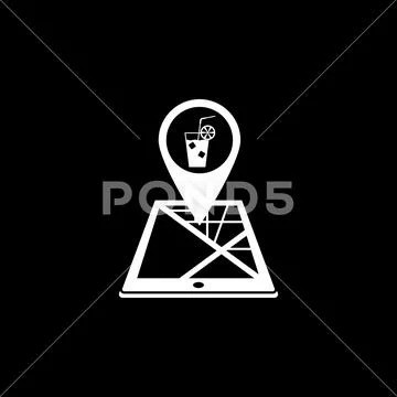 Night club map pointer solid icon, mobile gps Stock Illustration
