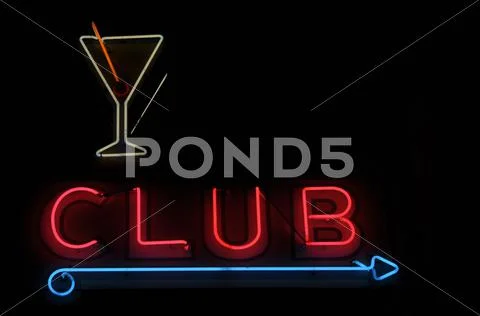 Night club neon sign Stock Photos