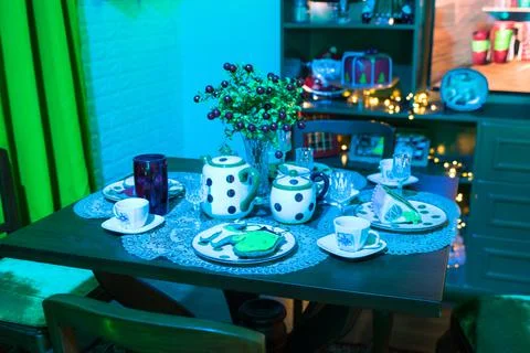 Night coffee or tea time concept Stock Photos