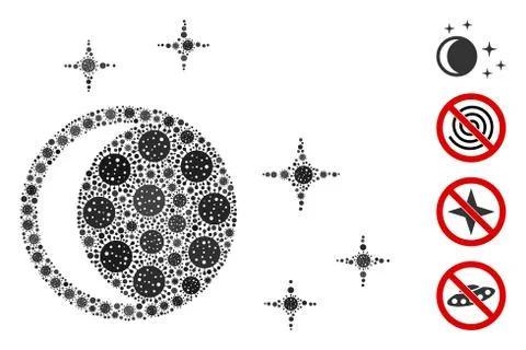 Night Collage of CoronaVirus Elements Stockillustratie