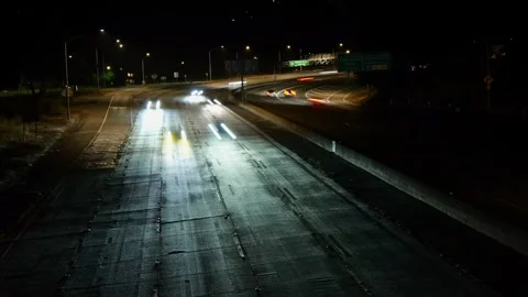 Night Commute Lights Trace Oakland’s Freeway Grid. Stock Footage 310307139