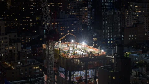 Night Condominium Construction Timelapse Zoom Out Stock Footage 291594933