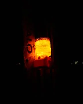 Night construction lamp orange Stock Photos