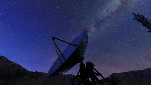 Night cosmic astronomical radar observation Stock Footage 240156724