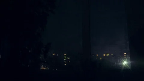 Night courtyard of a multi-storey building Stock Footage 126392640