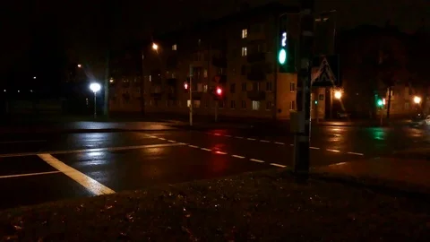Night Crossroad traffic Stock Footage 98009030