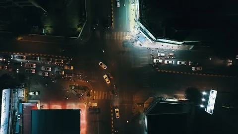 Night Crossroads Stock Footage 87462307