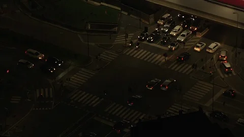 Night crossroads from the top of skyscraper Stock Footage 86204267