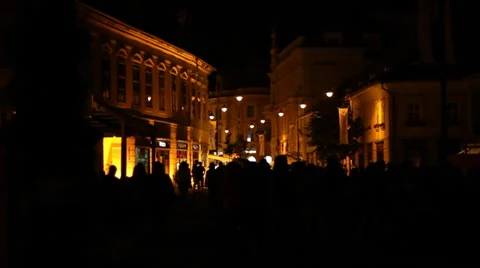 Night Crowdy Downtown Stock Footage 39854060