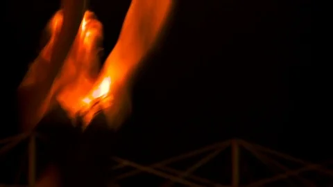 Night dance with fire Stock Footage 79108169